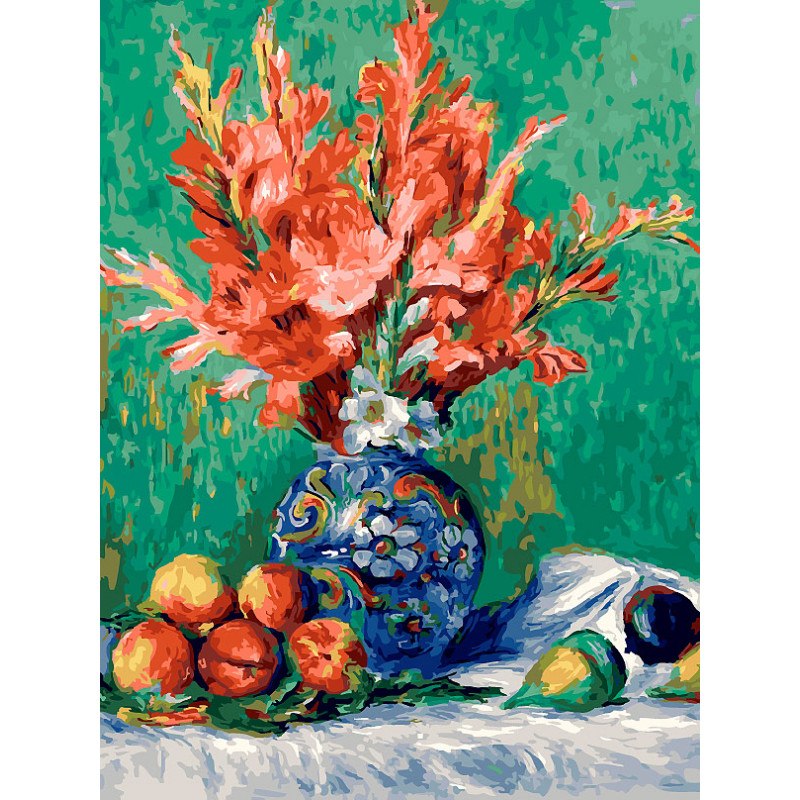 Картина для раскрашивания по номерам "Ренуар. Натюрморт с цветами и фруктами"