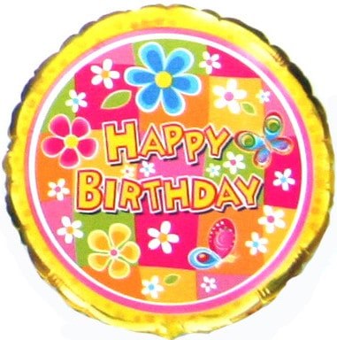Фольгированный шар "Happy Birthday. Цветы"