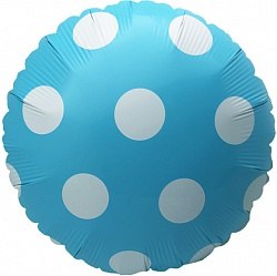 Фольгированный шар "Голубой круг в белый горох"
