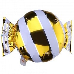 Фольгированный шар "Золотая конфета в полоску"