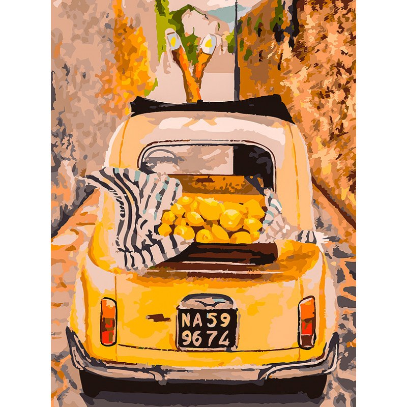 Картина для раскрашивания по номерам "Машина с лимонами"