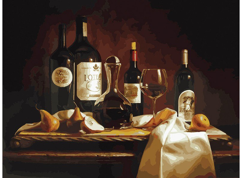 Painting by numbers "Wine and pears"